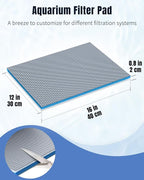 Pawfly 16 x 12 Inch Cuttable Aquarium Filter Media Pad, Sponge Filter Pad for Freshwater Saltwater Fish Tanks, 8-Layer Aquarium Filter Pad for Ponds High Density Multi-Layer Filter Floss Bio Foam