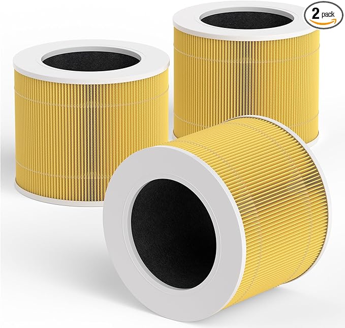 Leemone Core Mini Pet Replacement Filter for LEVOIT Core Mini Air Purifiers, High-Efficiency Activated Carbon, Replace Part Core Mini-RF, 3 Pack,yellow