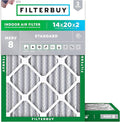 Filterbuy 14x20x2 Air Filter MERV 8 Essential Dust & Allergy Defense (2-Pack), Electrostatic Pleated HVAC AC Furnace Filters Replacement, Made in USA (Actual Size: 13.50 x 19.50 x 1.75)