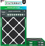 Filterbuy 14x30x1 Air Filter MERV 10 Odor & Allergy Defense with Activated Carbon (3-Pack), Electrostatic Pleated HVAC AC Furnace Filters Replacement, Made in USA (Actual Size: 13.88 x 29.88 x 0.75)