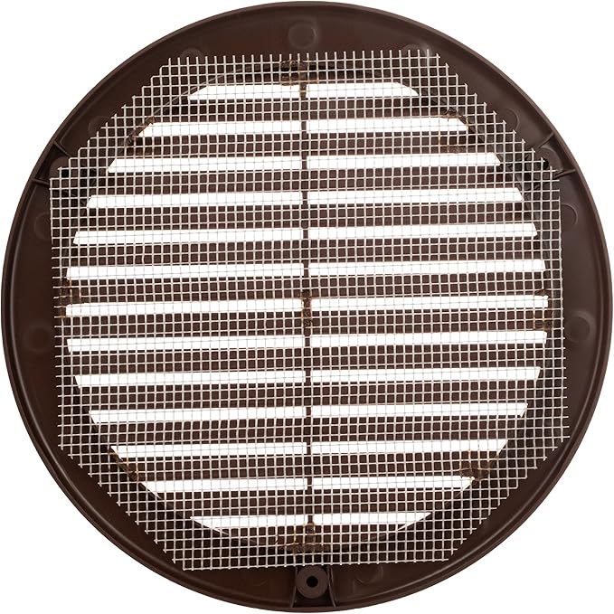 Vent Systems 6" Inch (Opening Dimensions) - Pack of 5 - Brown Soffit Vent Cover - Plastic Round Air Vent Grille - Built-in Mesh Screen - HVAC Register Louver for Bathroom, Home, Kitchen
