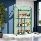 Mini Greenhouse for Indoor Outdoor, Small Plastic Plant Green House Rack Stand Portable Greenhouses with Durable PE Cover for Seedling 60 "x 35"x 16",20 Pcs T-Type Plant Tags Include（PLGH4053G）