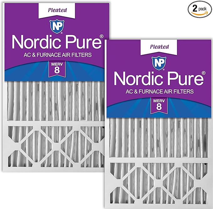 Nordic Pure 16x25x5 (Actual Size: 15 3/4 x 24 3/4 x 4 3/8) Honeywell/Lennox Replacement MERV 8 Air Filters 2 Pack