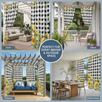 Sunflowers Outdoor Curtains for Patio Summer Floral Eucalyptus Leaf Buffalo Check Waterproof Outside Curtains with Grommet Top Weatherproof Curtain for Cabana Pergola Gazebo, 2 Pack, 54" W x 84" L