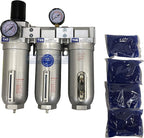 SUPER HEAVY DUTY HIGH FLOW AIR FILTRATION SYSTEM, 2 STAGE PARTICULATE FILTER PLUS OIL REMOVING COALESCING FILTER COMBINATION (1" NPT, MANUAL DRAIN)