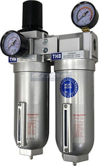 SUPER HEAVY DUTY HIGH FLOW AIR FILTRATION SYSTEM, 2 STAGE PARTICULATE FILTER PLUS OIL REMOVING COALESCING FILTER COMBINATION (3/4" NPT, MANUAL DRAIN)