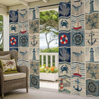 Oceans Outdoor Curtains for Patio Shell Starfish Whales Summer Vintage Waterproof Outside Curtains with Grommet Top Weatherproof Curtain for Cabana Pergola Gazebo, 2 Pack, 54" W x 95" L