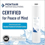 Pentair Pentek CBC-10 Carbon Water Filter, 10-Inch, Under Sink Carbon Block Replacement Cartridge with Bonded Powdered Activated Carbon (PAC) Filter, 10" x 2.5", 0.5 Micron, Pack of 2
