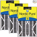 Nordic Pure 16x25x3 (Actual Size: 15 13/16 x 24 5/16 x 3) MERV 10 Plus Carbon Trion Air Bear Cub Replacement Air Filters 3 Pack