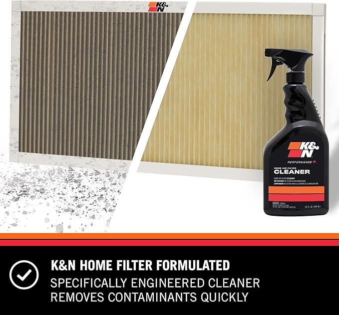 K&N HVAC Filter Cleaner: 32 Oz Spray Bottle Filter Cleaner and Refresher; Restores Home Air-Filter Performance; 99-6010,(Pack of 2)