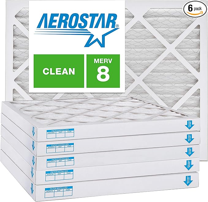 Aerostar 14x24x2 MERV 8, Pleated Air Filter, 14x24x2, Box of 6, Made in the USA