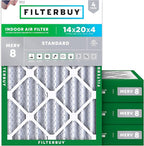Filterbuy 14x20x4 Air Filter MERV 8 Essential Dust & Allergy Defense (4-Pack), Electrostatic Pleated HVAC AC Furnace Filters Replacement, Made in USA (Actual Size: 13.50 x 19.50 x 3.63)