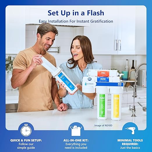 Express Water Reverse Osmosis Water Filtration System – 5 Stage RO Water Filter System with Faucet and Tank – Under Sink Water Filter – 100 GPD