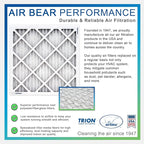 16x25x2 Air Filter MERV 8 (2-Pack) TRION Air Bear Pleated HVAC Air Filter Replacement (Actual Size: 15.50 x 24.50 x 1.75 Inches)