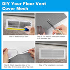 4 PCS DIY White Magnetic Vent Covers – 13.8" x 11.8" Customizable Air Register with Easy-to-Cut Mesh & Magnetic Strips, Perfect Fit for Floor/Wall/Ceiling Vents, Home Vent Solutions（White）