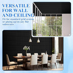 Nuanchu 32 Pcs 3D Slat Wall Panels, 12"x12" PVC Fluted Wall Paneling for Interior Decor, Paintable Waterproof Textured Tiles for Living Room TV Background Gaming Room, 32 Sq. ft Coverage (Black)
