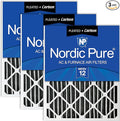 Nordic Pure 25x25x2 (Actual Size: 24 1/2 x 24 1/2 x 1 3/4) Furnace Air Filters MERV 12 Pleated Plus Carbon 3 Pack