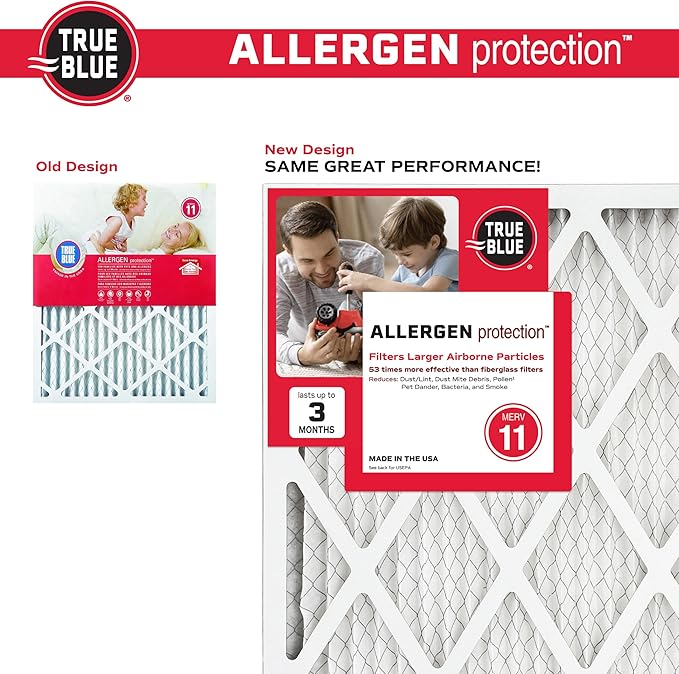 True Blue 324241.4 Allergen 24-Inch by 24-Inch by 1-Inch Air Filter, 4-Pack