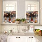 Thanksgiving Gnomes Kitchen Curtain Set, Fallen Maple Leaf Pumpkin Black Plaid Window Valance and Tiers 24" Length, Light Filtering Short Curtains Valance for Cafe Bathroom Bedroom 54"x18"