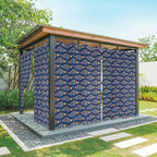 Fish Outdoor Curtains for Patio Vintage National Wind Fish Blue Waterproof Outside Curtains with Grommet Top Weatherproof Curtain for Cabana Pergola Gazebo, 2 Pack, 54" W x 84" L
