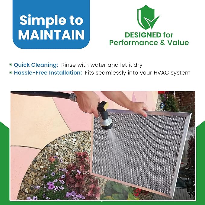 Filter Everything Electrostatic Furnace Filter – Washable Permanent HVAC Filter – 14” x 30” x 1” – MERV 9 – Reusable Air Filter with Durable Aluminum Frame