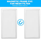 287mm 140mm x 2 PC Fan Dust Mesh Filter 11.3inch x 5.79inch PVC Computer PC Case Dust Proof Filter Cover Magnetic White 2-Pack