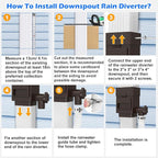 WADEO Rainwater Collection System, Downspout Diverter Fits for 2"x 3" or 3"x 4" Residential Downspouts, Rain Barrel Diverter Kit with Adjustable Valve and Filter, 5FT Hose, Brown