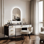 LUVODI Lighted LED Bathroom Mirror: 36x24IN Arched Dimmable Wall Lighted Vanity Mirror with Time Temperature Dispaly - Modern Vanity Mirrors with Backlit Anti-Fog Smart Switch for Hotel Bedroom