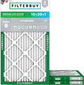 Filterbuy 10x30x1 Air Filter MERV 8 Essential Dust & Allergy Defense (3-Pack), Electrostatic Pleated HVAC AC Furnace Filters Replacement, Made in USA (Actual Size: 9.50 x 29.50 x 0.75)
