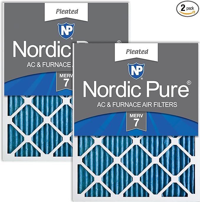 Nordic Pure 18x20x1 (Actual Size: 17 1/2 x 19 1/2 x 3/4) Pleated MERV 7 Air Filters 2 Pack