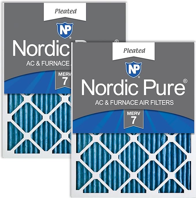 Nordic Pure 12x12x1 (Actual Size: 11 3/4 x 11 3/4 x 3/4) Pleated MERV 7 Air Filters 2 Pack