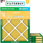 Filterbuy 18x24x1 Air Filter MERV 11 Superior Pet & Allergy Defense (4-Pack), Electrostatic Pleated HVAC AC Furnace Filters Replacement, Made in USA (Actual Size: 17.38 x 23.38 x 0.75)