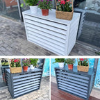 Split Air Conditioner Fence Privacy Screen 4 Panel, Aluminum Air Conditioner and Heat Pump Cover, Trash can Enclosure, Outdoor Flower Stand (Brown 110x60x80cm/43x24x31.5in)