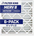 Filter King 17x17x2 Air Filter | 6-PACK | MERV 8 HVAC Pleated A/C Furnace Filters | MADE IN USA | Actual Size: 17 x 17 x 1.75"