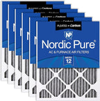 Nordic Pure 12x24x1 (Actual Size: 11 1/2 x 23 1/2 x 3/4) Furnace Air Filters MERV 12 Pleated Plus Carbon 6 Pack