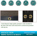 Ifenceview 6'x1' to 6'x100' Brown Shade Cloth Panels Fence Privacy Screen Fabric Mesh Net for Construction Site Yard Driveway Garden Railing Pool Balcony Canopy Awning 160 GSM (6' x 95')