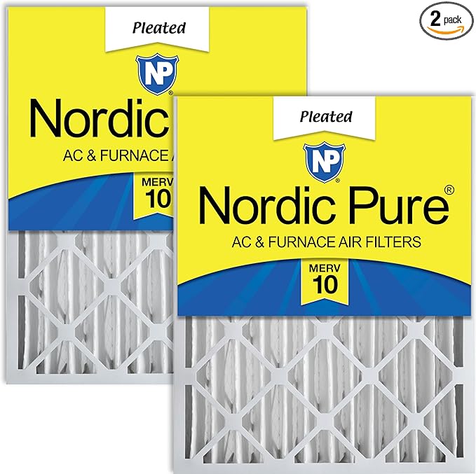 Nordic Pure 16x20x4 (Actual Size: 15 1/2 x 19 1/2 x 3 5/8) Pleated MERV 10 Air Filters 2 Pack