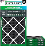 Filterbuy 12x25x1 Air Filter MERV 10 Odor & Allergy Defense with Activated Carbon (4-Pack), Electrostatic Pleated HVAC AC Furnace Filters Replacement, Made in USA (Actual Size: 11.75 x 24.75 x 0.75)