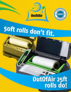 8" x 25' Rolls (Fits Inside Machine) - Pack of 2 (50 feet total) - OutOfAir Vacuum Sealer Rolls. Works with FoodSaver Vacuum Sealers. 33% Thicker, BPA Free, Sous Vide, Commercial Grade