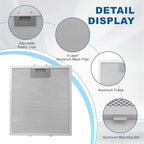 Range Hood Filter Replacement 12" x 10.5"W10169961A With 5-Layer Aluminum Mesh Fit for Whirlpool Stove vent filter for Kitchen Overhead Exhaust Fan Blocks Grease & Filters Oven Air (2PIC)