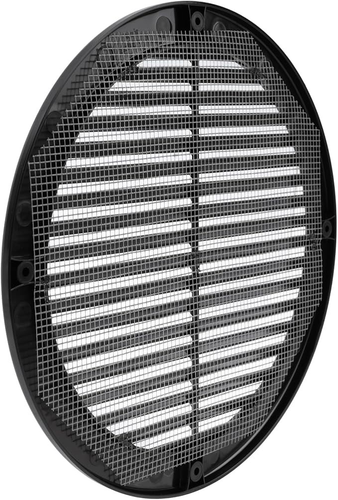 Vent Systems 8" Inch (Opening Dimensions) - Pack of 50 - Black Soffit Vent Cover - Plastic Round Air Vent Grille - Built-in Mesh Screen - HVAC Register Louver for Bathroom, Home, Kitchen