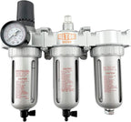 1/4" NPT MID FLOW Filter Regulator Coalescing Desiccant Dryer System For Compressed Air Lines, Poly Bowls, Great For Paint Spray And Plasma Cutter (MANUAL DRAIN)