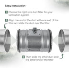 Vent Systems 4" Inch Inline Air Filter - Duct Filter - G4 Class Filtration Purifier System with Steel Mesh Screen - Air Vent Filters for Dust Collection/Air Purification - Rigid/Flexible Vent Hose