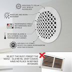 SABA Home Decor Air Vent Cover Grille - Acrylic Plexiglass 6'' Round Duct Opening (7.5'' Overall) White Finish Decorative Registers for Walls and Ceilings NOT Floor USE, Venetian (1, Screws)