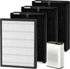 4 Pack HAP602 Replacement Filter for ECOSELF HAP602/HAP602WF Air Purifier, 3-IN-1 Filter Replacement, High-Efficient & Activated Carbon Filter for Home