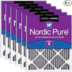 Nordic Pure 18x24x1 (Actual Size: 17 1/2 x 23 1/2 x 3/4) Furnace Air Filters MERV 8 Pleated Plus Carbon 6 Pack