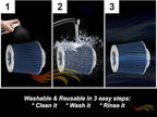 BLUE 4" 102 mm Inlet Truck Air Cone Replacement Performance Washable Clamp-On Dry Air Filter (8" Tall)