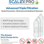 The Answer - 12in Quick Change 3/8in Auto Shut Off Head and Water Filter Combo Kit, High Capacity (up to 7500 gals) Prevents Limescale; Chlorine, Chloramines, Odors (SXP-12TARC)
