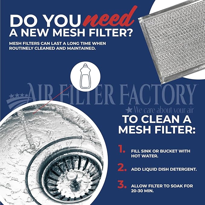 Air Filter Factory Mesh Filter 123324‐004, 123324004, TRN123324004 Replacement For Trion Aluminum Mesh Furnace HVAC Pre/Post Filters 2-Pack