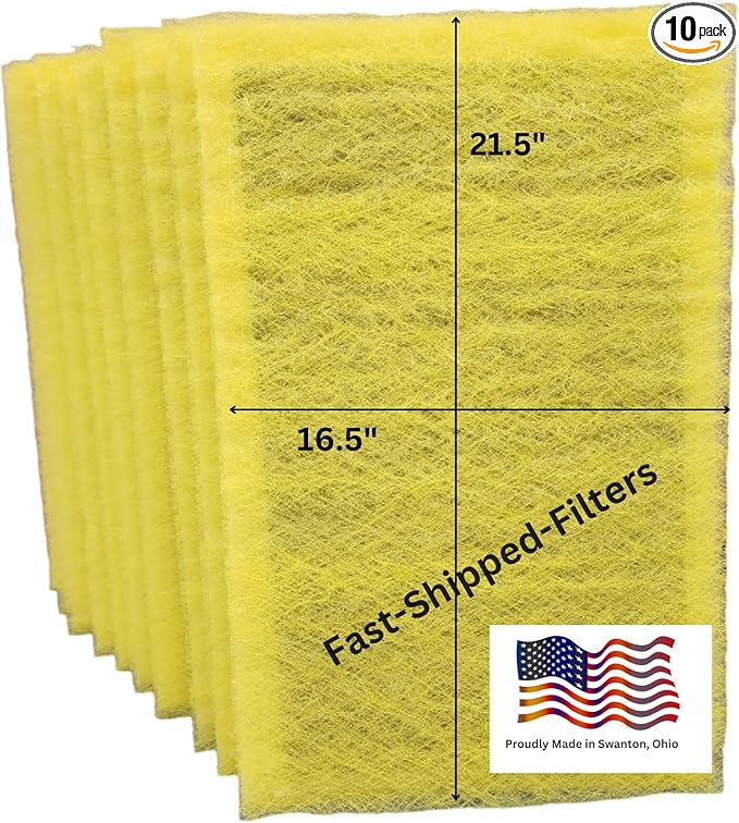 Fast-Shipped-Filters 10 Pack 18x24 Replacement Filter Pads Compatible with MicroPower Guard One Hour Air Cleaner Refill Yellow (10, Yellow, 18x24)